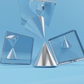 3d render of abstract composition with steel cone in the center