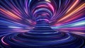 3d render, abstract cosmic background, ultra violet neon rays, glowing lines, cyber network, speed of light, space and time