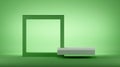 3d render abstract fresh green geometric background, modern minimal concept. Square isometric frame with copy space, empty shelves