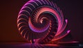 3d render, abstract geometric background, neon spiral line glowing in the dark. Simple helix. Minimalist wallpaper Royalty Free Stock Photo