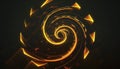 3d render, abstract geometric background, neon spiral line glowing in the dark. Simple helix. Minimalist wallpaper Royalty Free Stock Photo