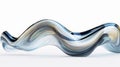 3d render, abstract glass wavy shape isolated on white background. Modern minimal wallpaper Royalty Free Stock Photo