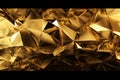 3d render, abstract gold crystal background, faceted texture, macro panorama, wide panoramic polygonal wallpaper Generative AI. Royalty Free Stock Photo