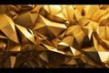 3d render, abstract gold crystal background, faceted texture, macro panorama, wide panoramic polygonal wallpaper Generative AI. Royalty Free Stock Photo