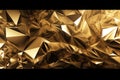 3d render, abstract gold crystal background, faceted texture, macro panorama, wide panoramic polygonal wallpaper Generative AI. Royalty Free Stock Photo