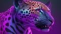 3D render, Abstract, graphic, colorful in neon colors artistic portrait of a leopard