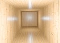 3D render abstract light wooden empty sauna room with minimal interior background. Geometric Wallpaper Royalty Free Stock Photo