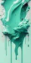 3d render, abstract liquid background, green paint splashing on wall Royalty Free Stock Photo