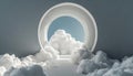 3d render, abstract minimal background with white clouds flying out the tunnel or studio light, Generated AI Royalty Free Stock Photo