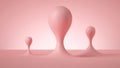 3d render, abstract modern minimal background, pastel pink liquid drops smooth bubbles balloons, anti gravity concept.