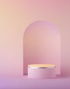 3d render, abstract peachy pink pastel easter background, blank cylinder podium, empty showcase, round stage, vacant pedestal,