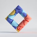 3d render, abstract random mosaic pieces, broken colorful polygonal rhombus, cracked surface with hole. Blue red yellow elements. Royalty Free Stock Photo