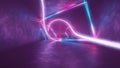 4k 3d render, looped animation tunnel, abstract seamless background, fluorescent ultraviolet light, glowing neon lines Royalty Free Stock Photo