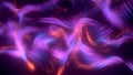 Floating lines with depth of field. 3d render animation, abstract background, fluorescent ultraviolet light, glowing
