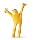 3d render, abstract smiling guy, yellow cartoon character. Mascot sky dancer with elastic body, funny clip art isolated on white Royalty Free Stock Photo