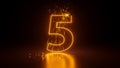 3d render, abstract sparkling linear number four, glowing digit 4 isolated on black background