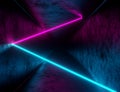 3d render, abstract tunnel background with iridescent neon lights