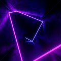 3d render, abstract tunnel background with violet neon lights Royalty Free Stock Photo