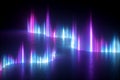 3d render, abstract wallpaper with blue pink violet neon light, Aurora Borealis effect, wavy line of plasma jets isolated on black Royalty Free Stock Photo