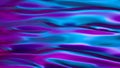 3d render, abstract wavy background, liquid petrol surface, pink blue iridescent texture, ripples, ultraviolet holographic foil. Royalty Free Stock Photo