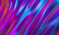 3d render, abstract wavy liquid background, ultraviolet holographic foil, petrol surface, pink blue iridescent texture, ripples. Royalty Free Stock Photo