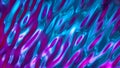 3d render, abstract wavy liquid background, ultraviolet holographic foil, petrol surface, pink blue iridescent texture, ripples. Royalty Free Stock Photo