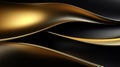 3d render of abstract wavy metallic background with black and gold colors Generative AI