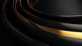 3d render of abstract wavy metallic background with golden lines. Generative AI