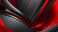 3d render of abstract wavy metallic background with red and black colors