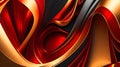 3d render of abstract wavy metallic background with red and black colors