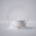 3d render, abstract white background, modern minimal concept, clean style. Golden jewelry: rings, choker, collar.