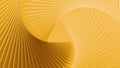 3d render, abstract yellow background with geometric shape. Twisted deck of blank triangular cards with rounded corners.