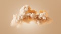 3d render, abstract yellow cloud, isolated on pastel background. Sunset cumulus