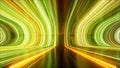 3d render, abstract yellow green neon background, speed of light rays, colorful glowing lines. Royalty Free Stock Photo