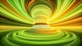 3d render, abstract yellow green neon background, speed of light rays, glowing lines, space and time strings, twisted Royalty Free Stock Photo