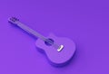 3D Render Acoustic Guitar on Blue background 3d illustration Design