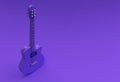 3D Render Acoustic Guitar on Blue background 3d illustration Design