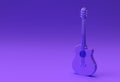 3D Render Acoustic Guitar on Blue background 3d illustration Design