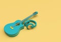 3D Render Acoustic Guitar with Music headphone 3d illustration Design