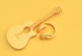 3D Render Acoustic Guitar with Music headphone 3d illustration Design