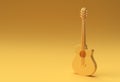 3D Render Acoustic Guitar on yellow background 3d illustration Design