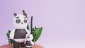 3D Render of Adorable Mother Panda Her Baby With Nature Background And Copy