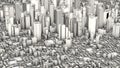 3d render aerial city