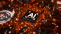 3D render AI artificial intelligence technology CPU central processor unit chipset on the printed circuit board for electronic and Royalty Free Stock Photo