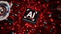 3D render AI artificial intelligence technology CPU central processor unit chipset on the printed circuit board for electronic and