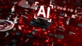 3D render AI artificial intelligence technology CPU central processor unit chipset on the printed circuit board for electronic and