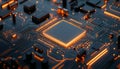 3d render of ai technology cpu on circuit board for electronics concept with shallow focus Royalty Free Stock Photo