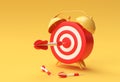 3D Render Alarm Clock Target with arrow Time Management, Planning, Business Targeting and Smart solutions Design