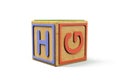 3d render alphabet blocks childrens cube on white background