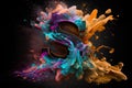 3d render of alphabet S made of colorful paint splashes isolated on black background Royalty Free Stock Photo